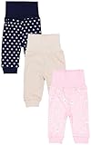 TupTam Baby Mädchen Lange Pumphose 3er Pack, Farbe: Herzen Dunkelblau/Bärchen Rosa/Beige, Größe: 56