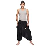 Simandra Singharaja Haremshose Pumphose Aladinhose Pluderhose Yoga Goa Freizeithose Herren Farbe Schwarz, Größe One Size