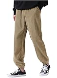 Elegancity Hosen Herren Freizeithose Warme Corduroy Hosen Herren Regular Fit Outdoor Jogginghose Haremshose mit Elastischem Kordelzug Bund und Taschen Pergament XL