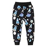 EULLA Jungen Bottoms Jogginghose Weltraumrakete Muster Sweathose Kinder Baumwolle Sporthose Jogger Hose 104