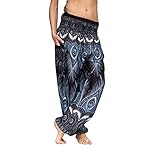 Mienloco Damen und Herren Haremshose Aladinhose Pumphose (S/M bis 1,70m, Schwarz)